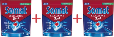 Упаковка капсул для посудомийної машини Somat Excellence 3-in-1 34 шт х 3 пачки (9000101831986/9000101831986/9000101831986)