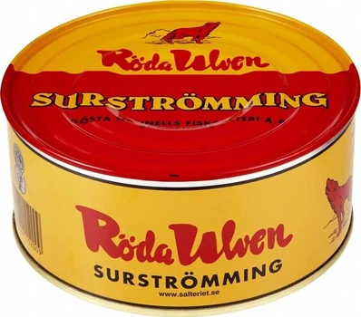 Сюрстрьомінг Surstromming Röda Ulven 650г велика банка (ферментований оселедець Surströmming сюрстремінг) (22261)