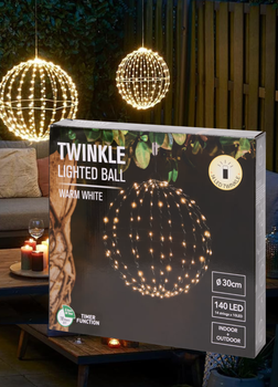 Підвісна світлодіодна куля Livarno Home «StarSphere» 140 LED D-30cm з таймером Теплий білий (7909)