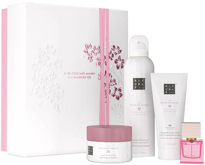 Zestaw Rituals The Ritual Of Sakura Medium 2025 Woda perfumowana 15 ml + Peeling do ciała 125 g + Krem do ciała 100 ml + Żel-pianka pod prysznic 200 ml (8719134202038)