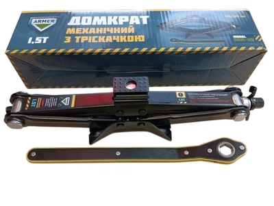 Домкрат механічний ARMER 1,5 т 104-385 мм трещітка з гумкою ARM-115