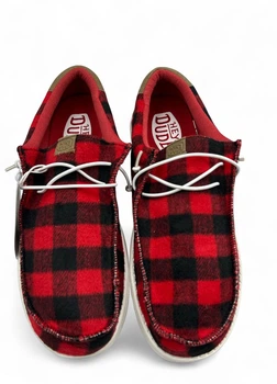 Мужские мокасины Hey Dude Wally Buffalo Plaid Red 40657-610 Размер 41,стелька 27 см Красный