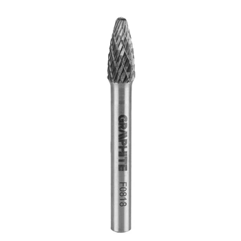Фреза по металу HM, тип F (загострені округлі), 8 х 18 мм, хвостовик 6 х 45 мм. Graphite