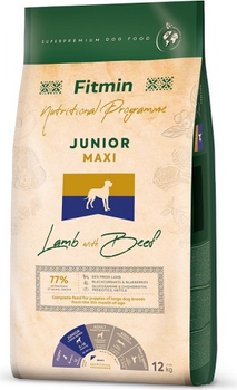 Sucha karma dla szczeniąt Fitmin Maxi Junior Jagnięcina z wołowiną 12 kg (8595237033362)