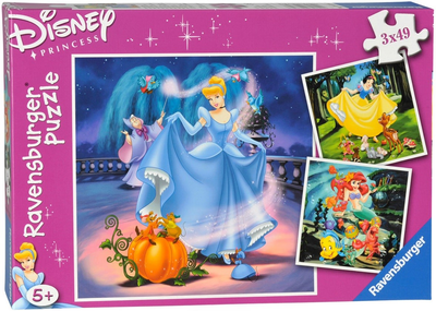 Puzzle Ravensburger Królewna Śnieżka, Kopciuszek i Syrenka 3 x 49 elementów (RSV-093397)