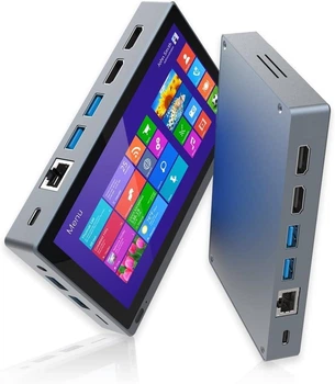 Мини ПК HEIGAOLAPC / Intel Celeron J4125 / RAM 8GB / eMMC 128GB / 2 х HDMI / LAN / Wi-Fi 5 / Bluetooth 5.2 / Windows 11 / Синий