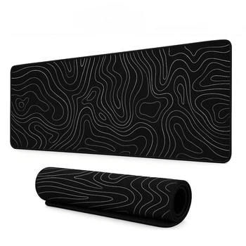 Игровой Коврик для Мыши Черный 800x400x4мм (XXL) c Волнами Гладкая Поверхность, Прорезиненный. Толщина 4 мм