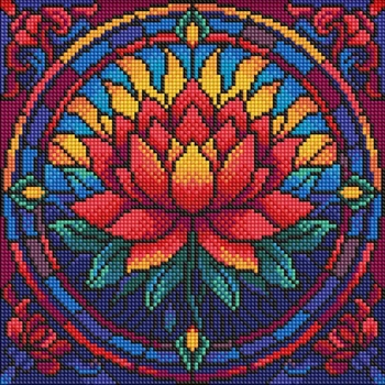 Алмазная мозаика "Витраж. Лотос" ©art_selena_ua AMO8330, 30х30 см