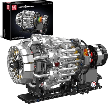 Конструктор двигатель авиационный турбореактивный Turbojet Engine Mechanical Mould King моторизованный детский мотор, 1247 деталей разноцветный 10216