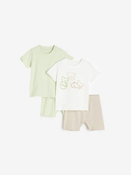 Пижама (2 футболки, 2 шорты) H&M 80см белый, зеленый 11011601823