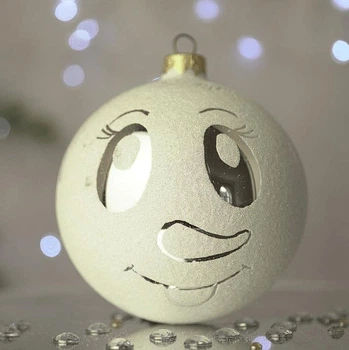 Новогодний шар на елку Santa Shop Сахарная Снеговик Молочный 10 см (7806723209101)