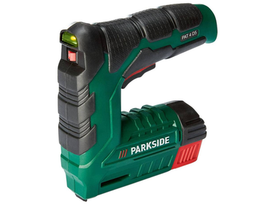 Акумуляторний степлер Parkside PAT 4 D5, 4V, 2000 мАг, для скоб 4–12 мм і цвяхів 6–10 мм, з USB-зарядкою