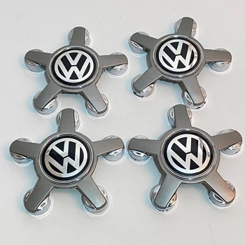 Колпачки на диски Volkswagen 135х57 мм серые с хромированной эмблемой краб звезда 4F0601165N