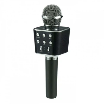 Микрофон караоке с USB, microSD, AUX, FM, Bluetooth со встроенной колонкой 6 Вт WSTER Black Original (WS-1688)