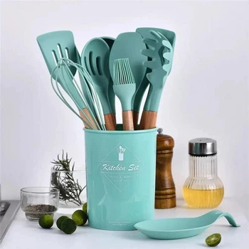 Набір кухонного приладдя Kitchen Set кітчен сет 12 предметів з підставкою