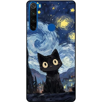 Силиконовый бампер чехол Candy для Xiaomi Redmi Note 8T с рисунком Котик Ван Гог Звездная ночь