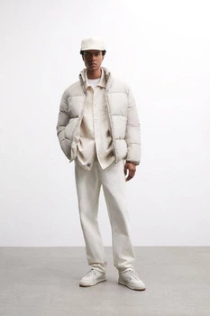 Прорезиненная пуховая куртка Zara св.бежевый 2XL 8281\418\251