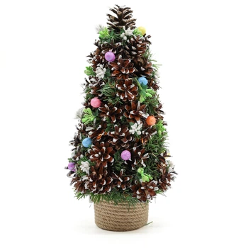 Рождественская декоративная елка GALA DECOR из шишек и декора на подставке с лед подсветкой 35 см (Е3512Л)