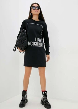 Платье-свитер женское Love Moschino трикотажное черное, размер L (MSH00004-2-02)