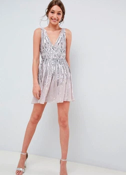 Платье женское Asos шифоновое серое с пайетками, размер M (STK002980-39)