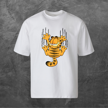 Футболка унисекс с принтом Garfield Гарфілд Оверсайз белая 2XL
