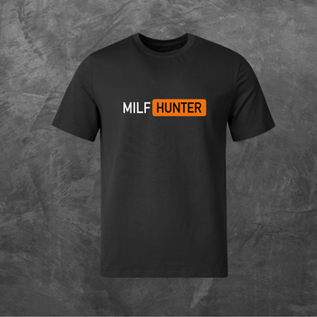 Футболка унисекс с принтом Milf Hunter базовая черная XL