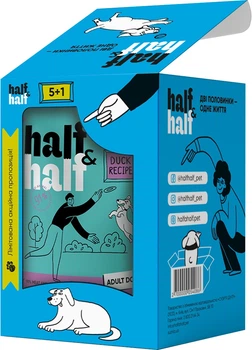 Промо набор влажных кормов Half&Half "5+1" для взрослых собак, кусочки с уткой в соусе, паучи 6 х 100 г (2700000060056)