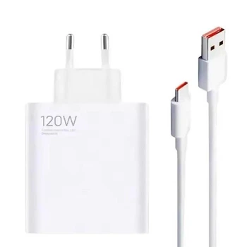 Сетевой блок питания 120W QC 3.0 USB Type-A с кабелем, быстрая зарядка, белый