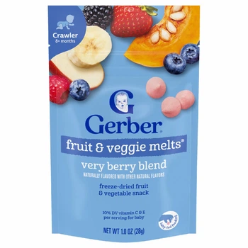 Gerber, Fruit & Veggie Melts, снеки з фруктами й овочами, для малюків від 8 місяців, ягідна суміш, 28 г