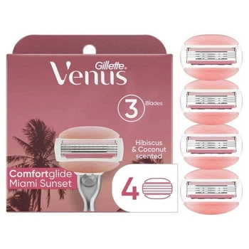 Сменные картриджи для бритья (лезвия кассеты) женские Venus Breeze Comfortglide Miami Sunset 4шт