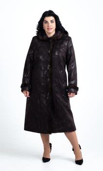 Пальто дублянка Lady Prestige Л298 54 шоколадне