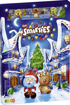 Новорічний подарунковий набір кондитерських виробів Smarties Різдвяний календар з молочного шоколаду з наповненням із шоколадного драже у цукровій глазурі 193.9 г (8000300407884)