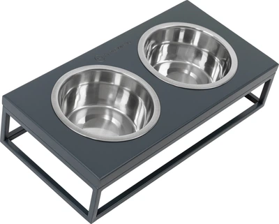 Миски на підставці для собак Harley and Cho Bar Gray Wood + Gray S 36x18 см 7 см 0.45 л (3103825)