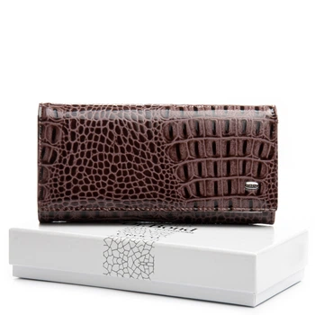 Большой кожаный классический женский кошелек DR. BOND серии Croco PR-250929-40968 коричневый