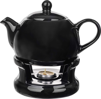 Dzbanek na herbatę ceramiczny Kadax Irais z podgrzewaczem Czarny 1 l (5906638318454)