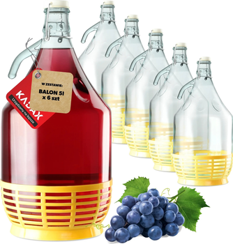 Zestaw gąsiorów Kadax na wino z korkiem mechanicznym 5 l x 6 szt (5903699436639)