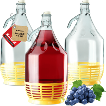 Zestaw gąsiorów Kadax na wino z korkiem mechanicznym 5 l x 3 szt (5903699436622)