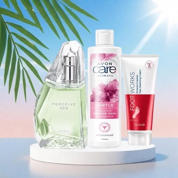 Набір Avon 3 в 1 жіночий аромат Perceive dew 50 мл ,гель для інтимної гігієни 250 мл ,крем для ніг 75 мл
