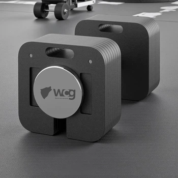 Модульная регулируемая гантель стальная разборная WCG 24 кг с 10 уровнями веса 4-24 кг квадратная для силовых тренировок дома Черный
