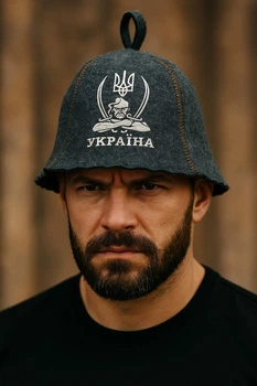 Банна шапка Luxyart "Козак з шаблями", натуральний войлок, сірий (LA-911)