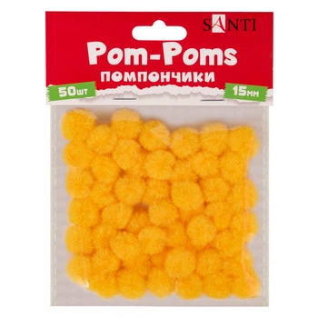 Помпоны Santi, d-15 мм., 50 шт., Желтые, (954666)