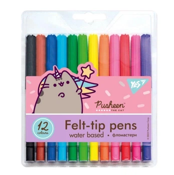 Фломастери YES Pusheen, 12 кольорів, PVC упаковка