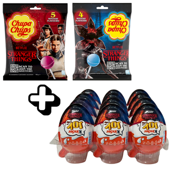 Леденцы Chupa Chups 2 уп + Яйцо Kinder Joy Funko Pop Stranger Things Киндер Джой "очень странные дела", 20 г, 12 шт