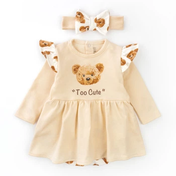 Боди Dexter`s-платье для девочки с крылышками и повязкой с мишкой girl bears 86 см бежевый