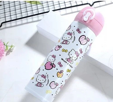 Термос с нержавеющей стали с клапаном и поилкой Hello Kitty 500мл бело - розовый Без бренду