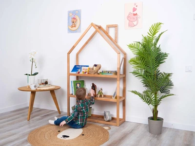 Детская полка-домик BusyWood 90х30х150 см Натуральное дерево