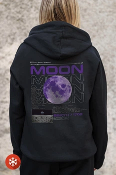 Женское утепленное зип-худи на флисе зиппер с принтом Moon Kane Black S/M (8055845)
