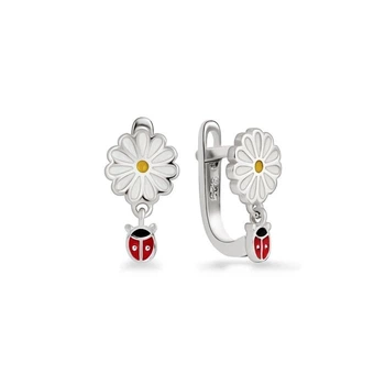 Серебряные сережки детские Ромашки