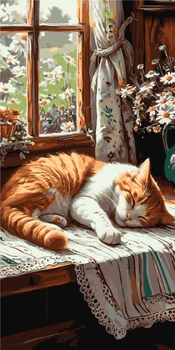 Картина за номерами Рудий котик в ромашках 40х80 см Origami (LW5163)