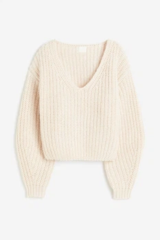 Жіночий пуловер H&M 205831-2 L(175/104) молочний (2058310005)